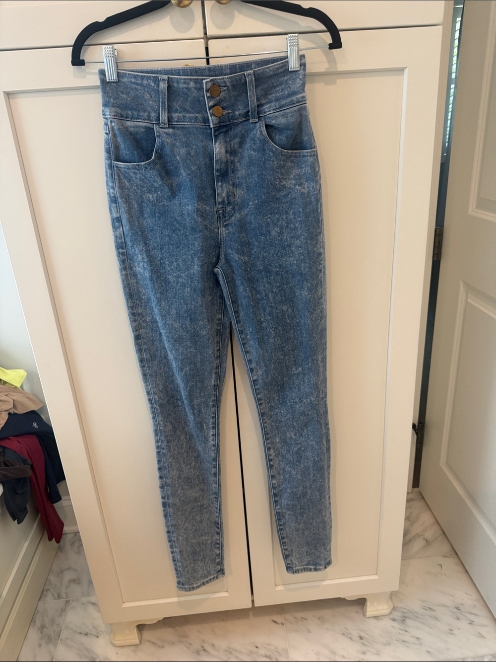 J Brand High-Rise Acid Wash Jeans - Blue